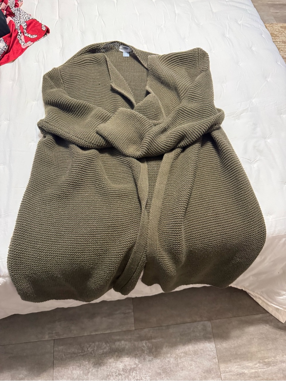 Old Navy Olive Open-Front Knit Cardigan